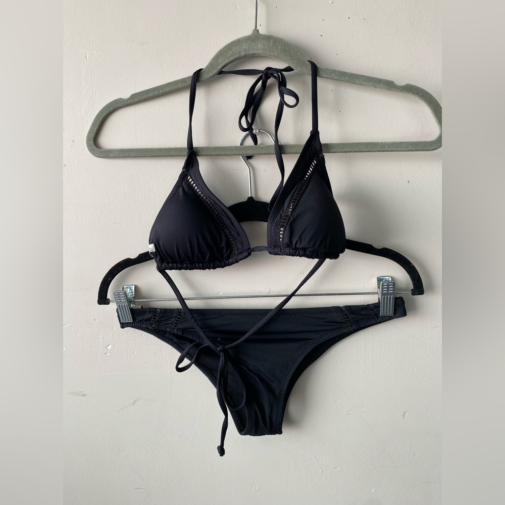 Rhythm Black String Bikini Set Small Triangle Top… - image 3